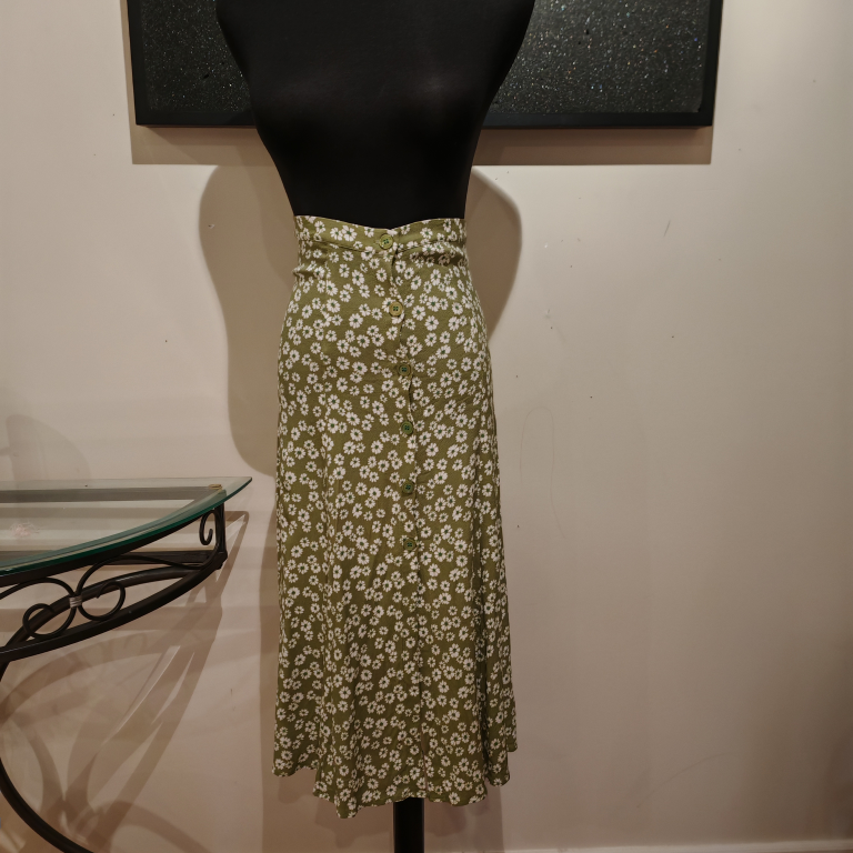 Reformation Green Floral Print Midi Skirt - photo 5