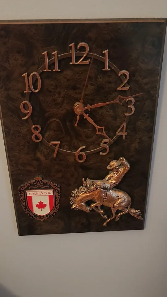 Vintage Cowboy & Canadian Flag Wall Clock thumbnail