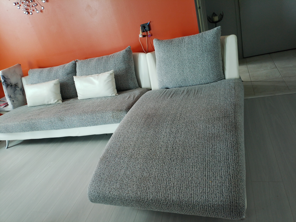 Grey Sectional Sofa with Cushions