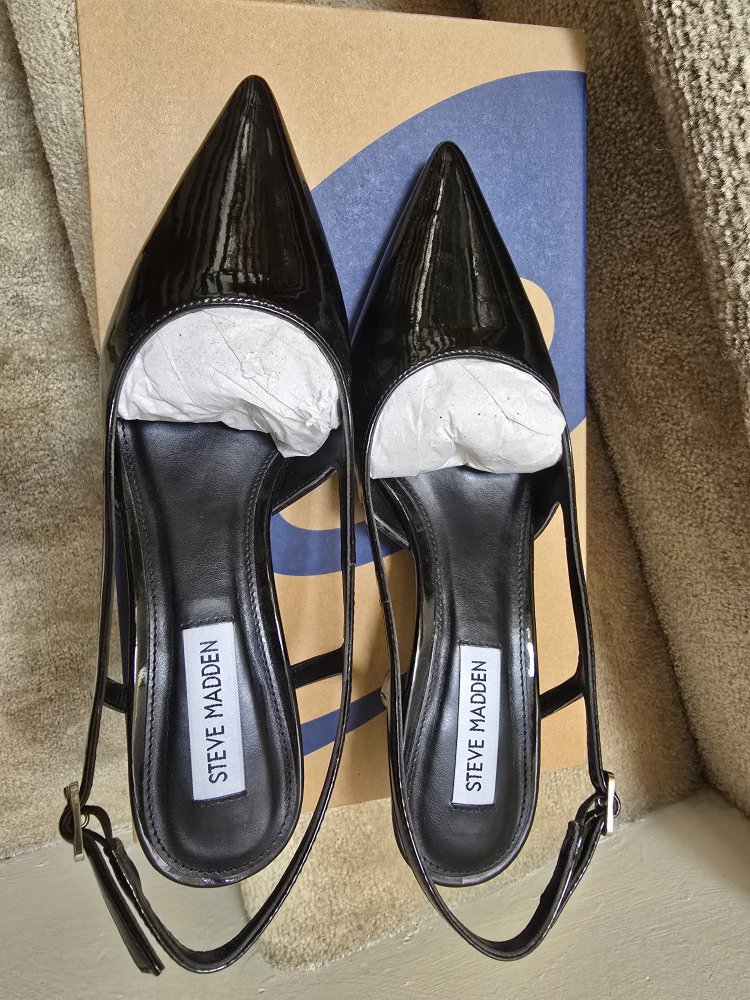 Steve Madden Black Patent Slingback Heels - Size 7