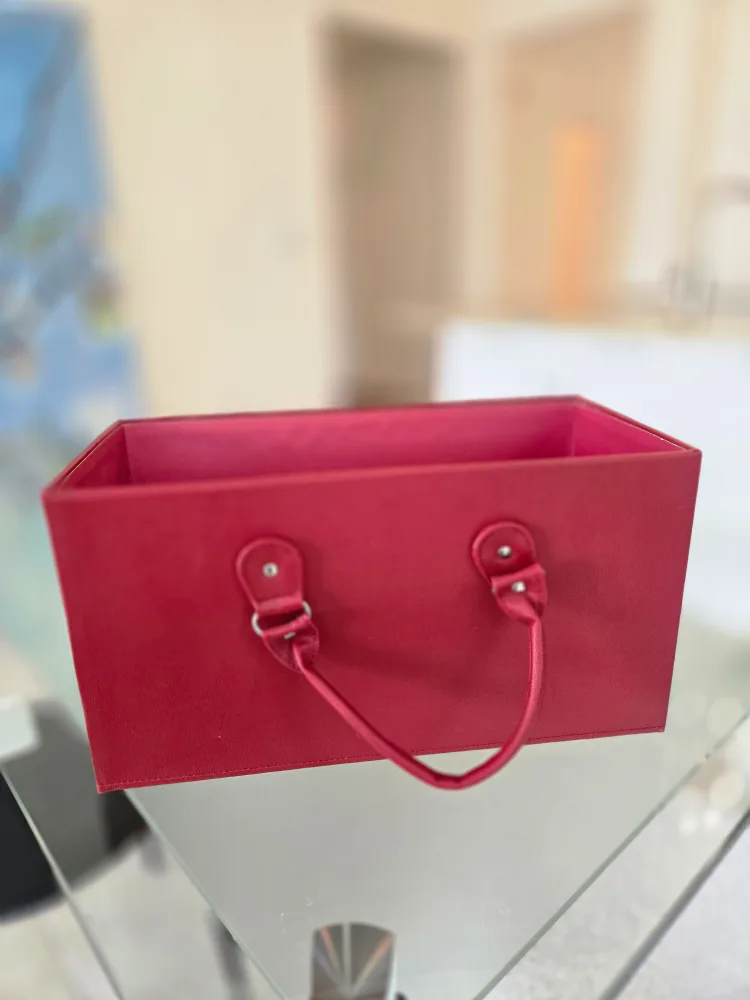 Red Decorative Storage Box with Handles thumbnail