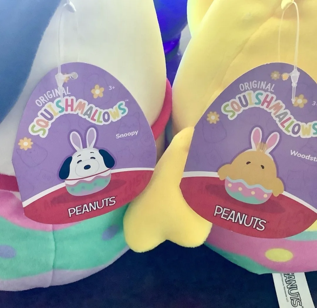 Two Squishmallow PEANUTS 8” Snoopy and Woodstock Easter Egg  NWT image indicator(2)