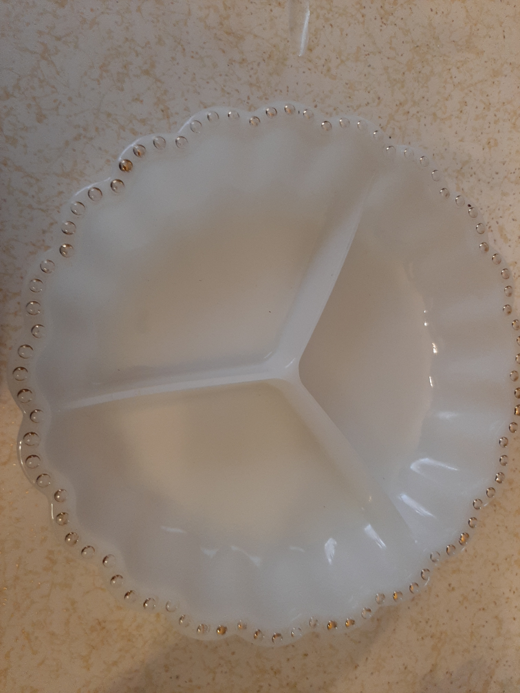 Vintage Milk Glass Divided Serving Dish