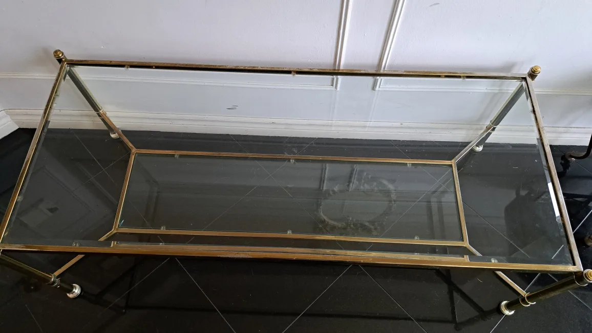 Glass & Brass Coffee Table (51"x23"x17") image indicator(2)