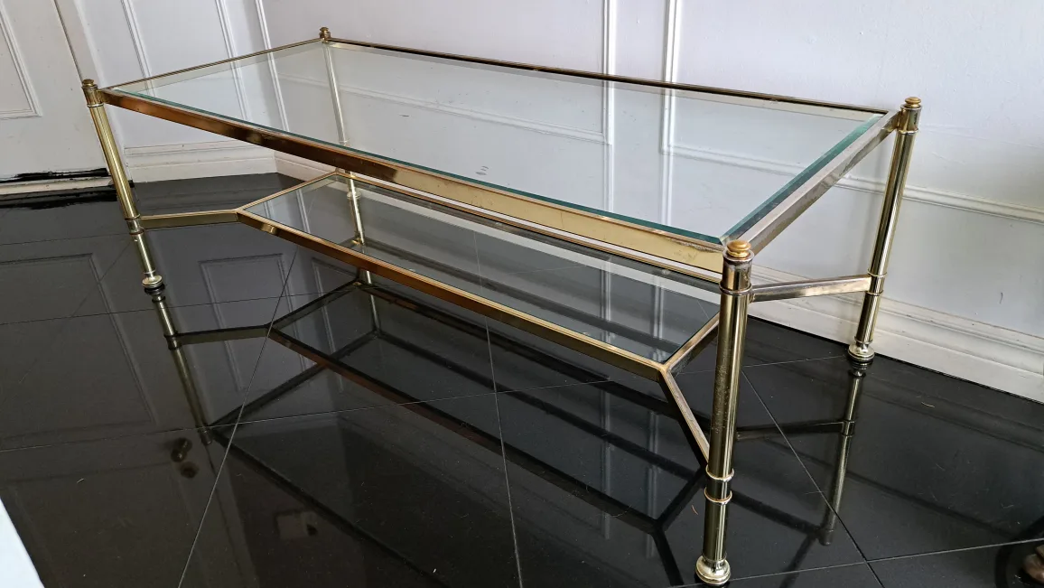 Glass & Brass Coffee Table (51"x23"x17") image indicator(3)