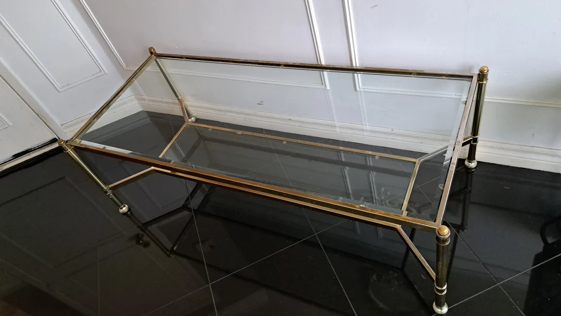 Glass & Brass Coffee Table (51"x23"x17") image indicator(4)