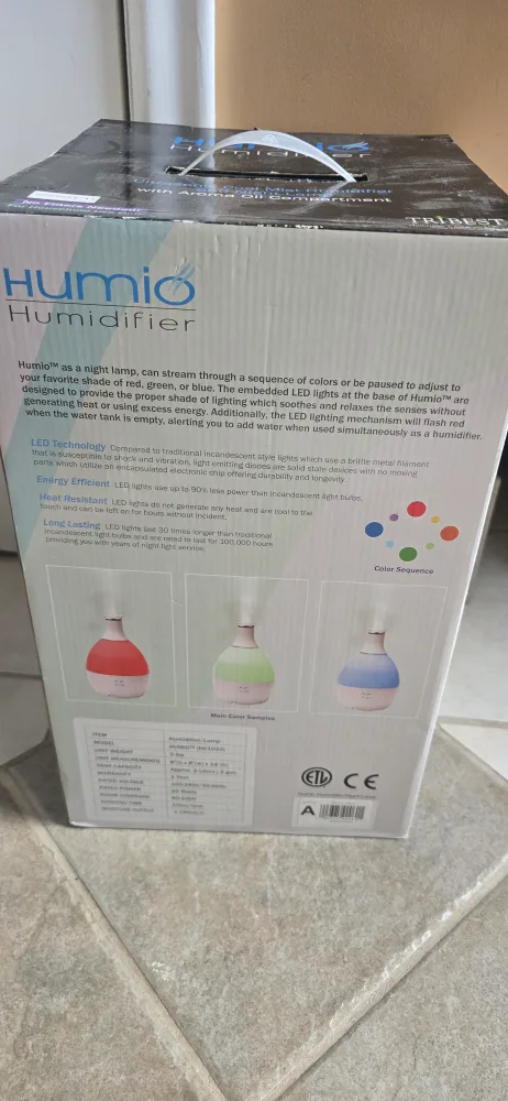 Humio Ultrasonic Cool Mist Humidifier - New in Box! image indicator(4)
