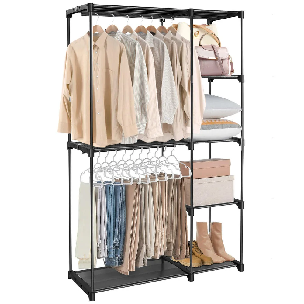 Freestanding Closet Organizer, Clothes Rack, 4 Shelves & 2 Rail image indicator(2)