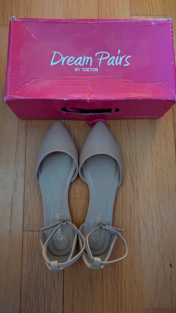 🧡 Dream Pairs nude Beige Ankle Strap Flats - Size 7.5 thumbnail