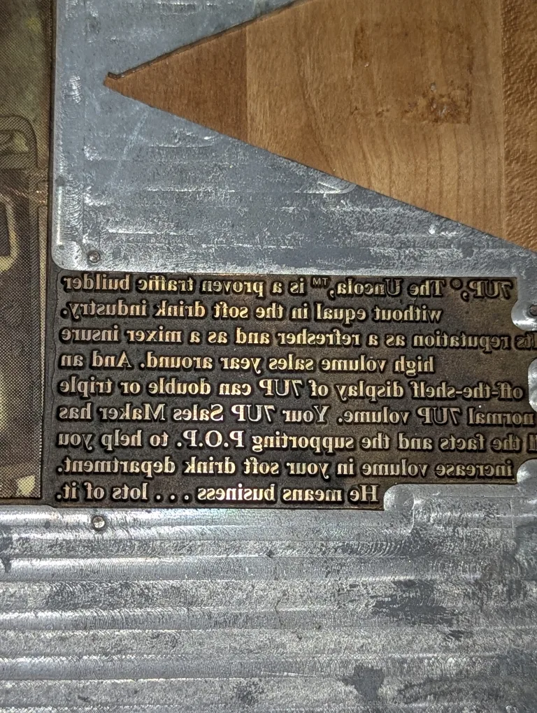 Vintage 7-Up Come Up Come All Printing Plate 11 x 7 image indicator(4)