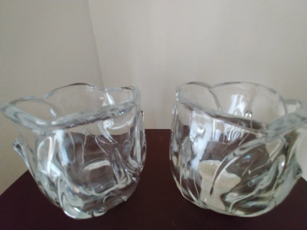 Pair of Glass Votive Holders "🧡"