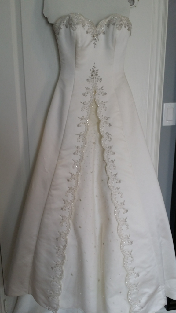 Mon Cheri Vintage Wedding Dress - White, Strapless, Size 8 - photo 5