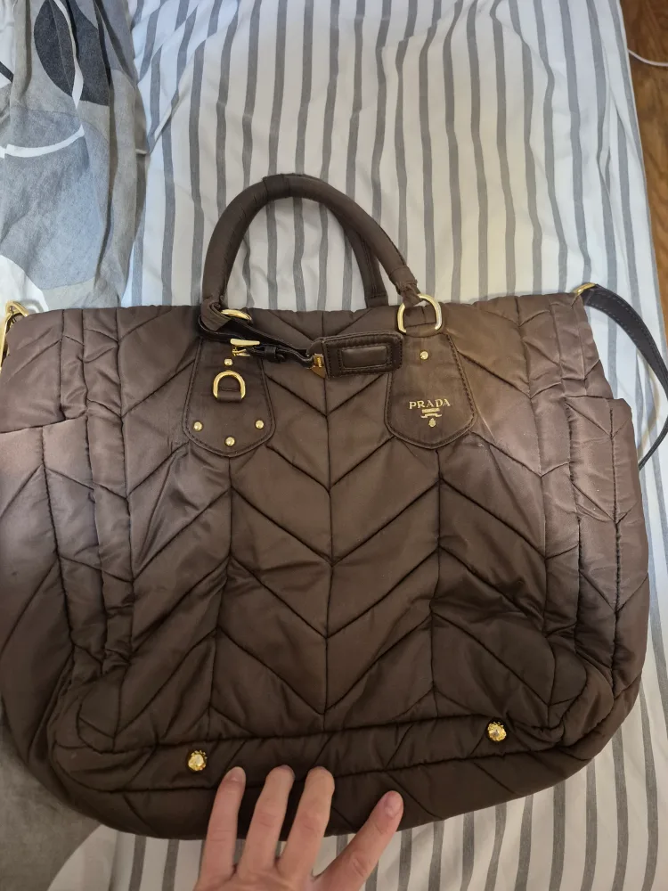 Prada Quilted Brown Tote Bag thumbnail