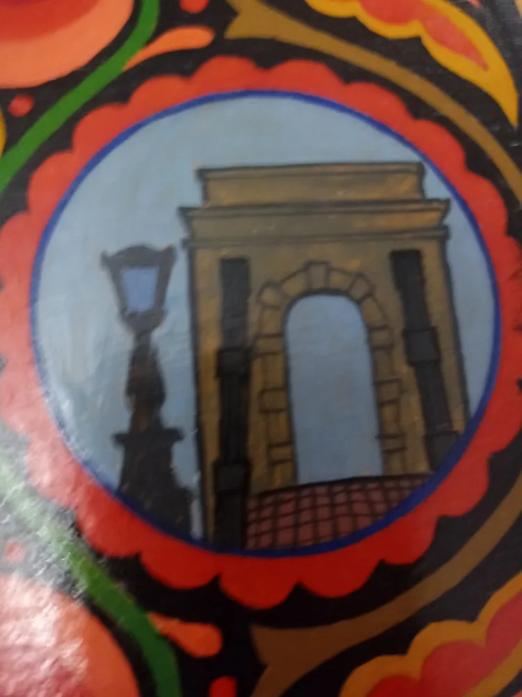 Vintage Hungarian 1978 Hand Painted Mirror image indicator(4)