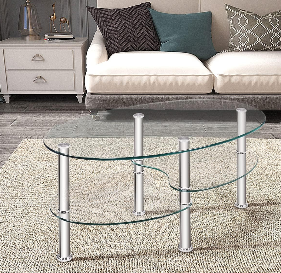 Tempered Glass Coffee Table - Oval