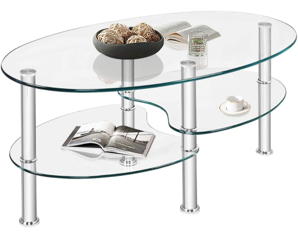 Tempered Glass Coffee Table - Oval - photo 2