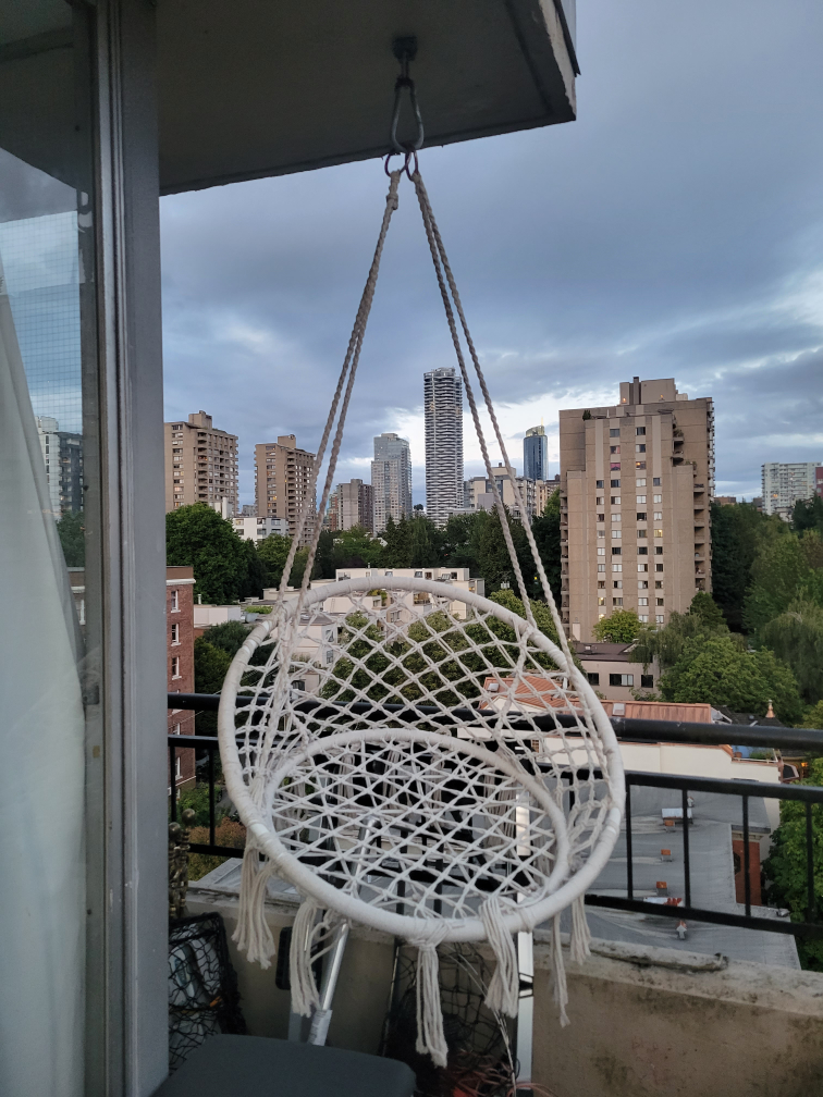 White Macrame Rattan-Style Hanging Swing Chair(s) - photo 5