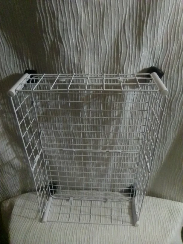 White Rolling Wire Basket Cart thumbnail