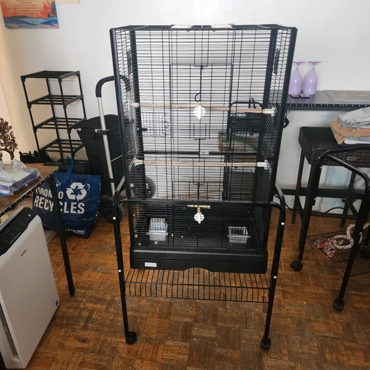 Large Black Bird Cage with Stand thumbnail