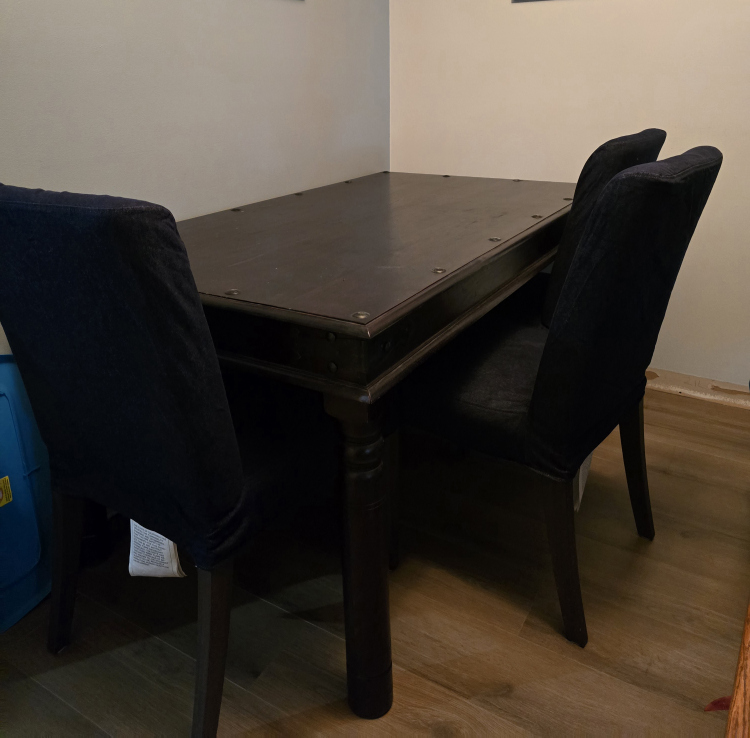 Dark Wood Dining Table with 4 Chairs