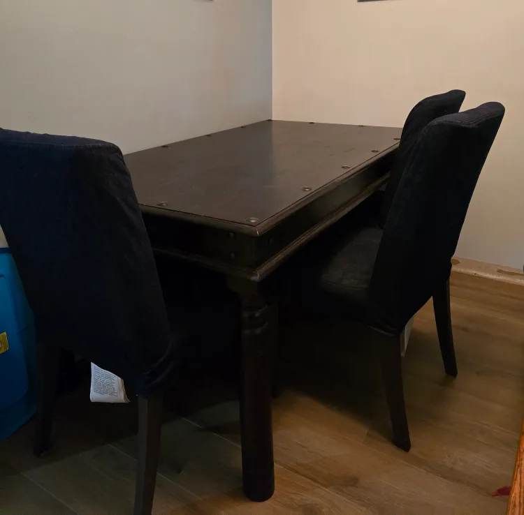 Dark Wood Dining Table with 4 Chairs thumbnail