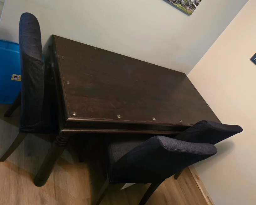 Dark Wood Dining Table with 4 Chairs image indicator(4)