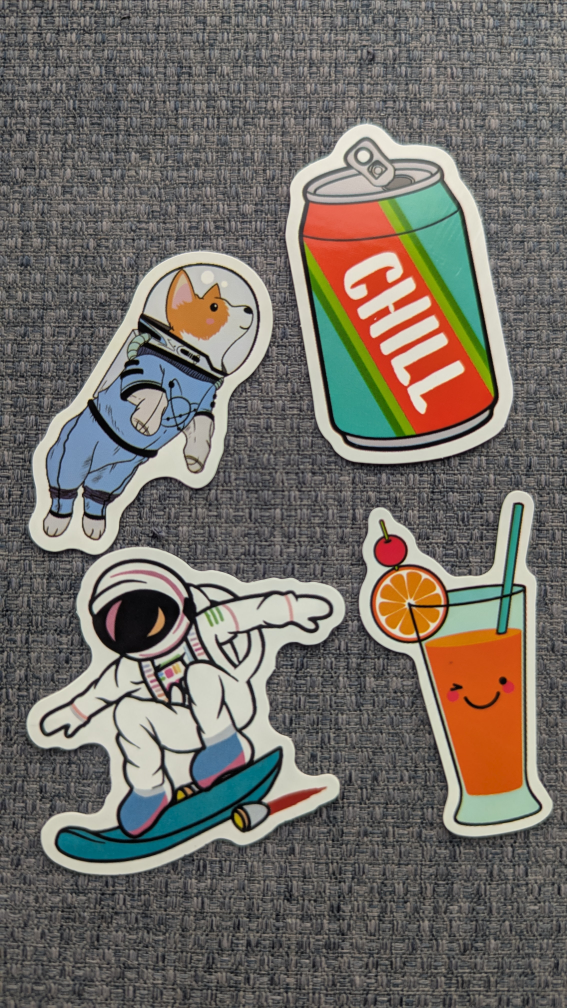 Sticker Set - Astronaut, Corgi, Chill Can, Cocktail