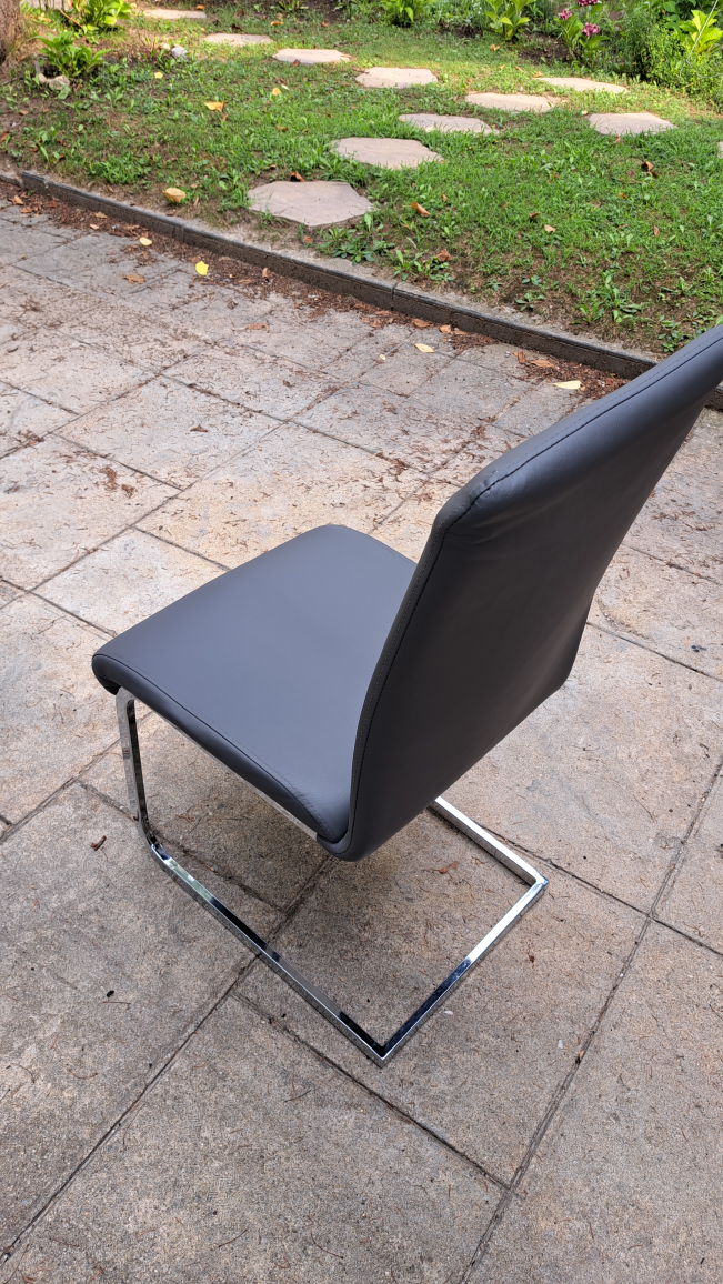 Grey Dining Chair with Chrome Legs - photo 4