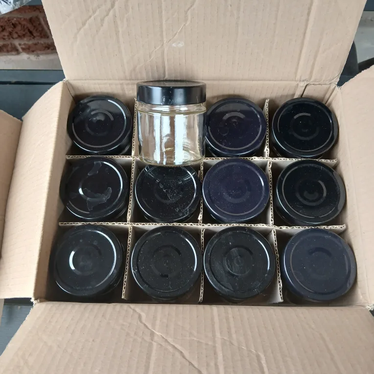 Glass Jars with Black Lids - Set of 2 X 12 Jars image indicator(2)