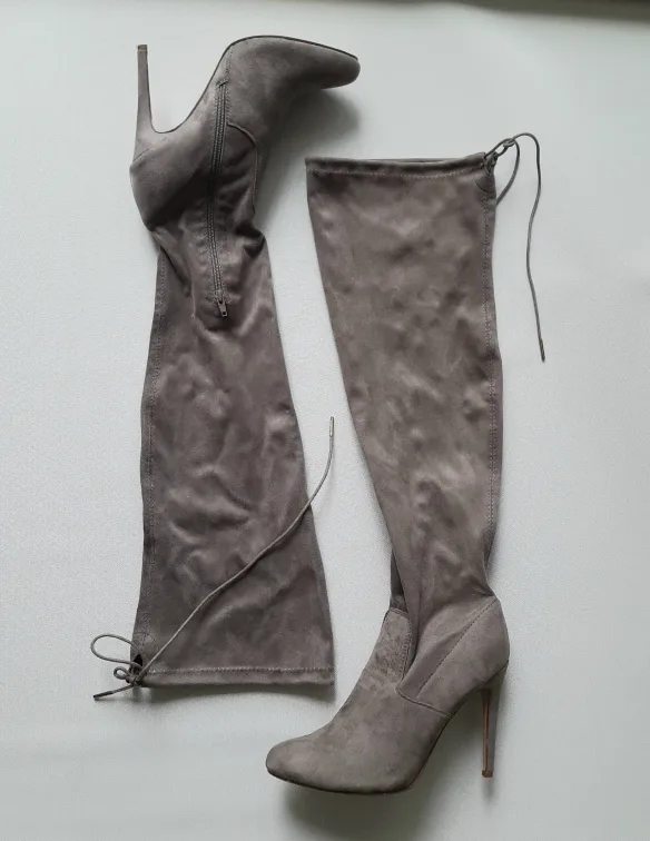 JUSTFAB Grey Thigh High Heel Boots thumbnail