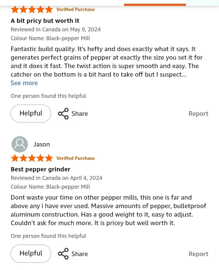 NEW!   Luvan - Professional  Black Pepper Grinder image indicator(9)