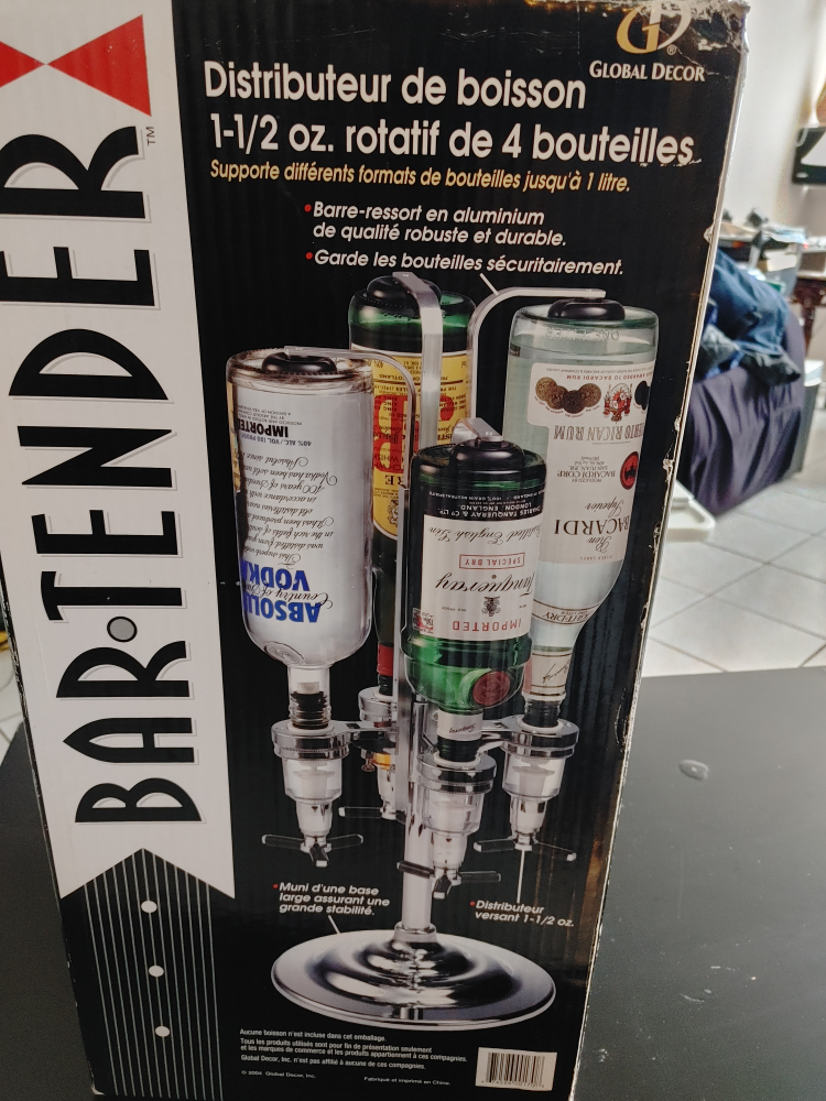 Global Decor Bartender 4-Bottle Drink Dispenser