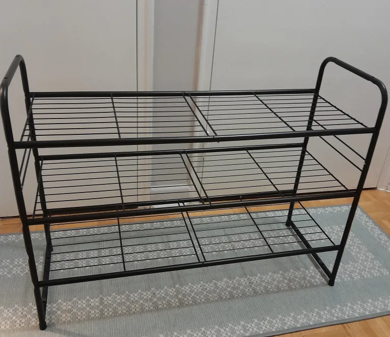 Black Metal 3-Tier Shoe Rack image indicator(2)