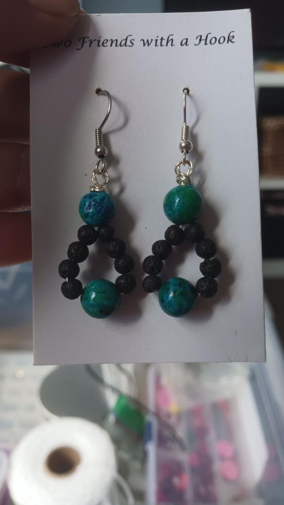 Handmade Beaded Dangle Earrings - photo 2