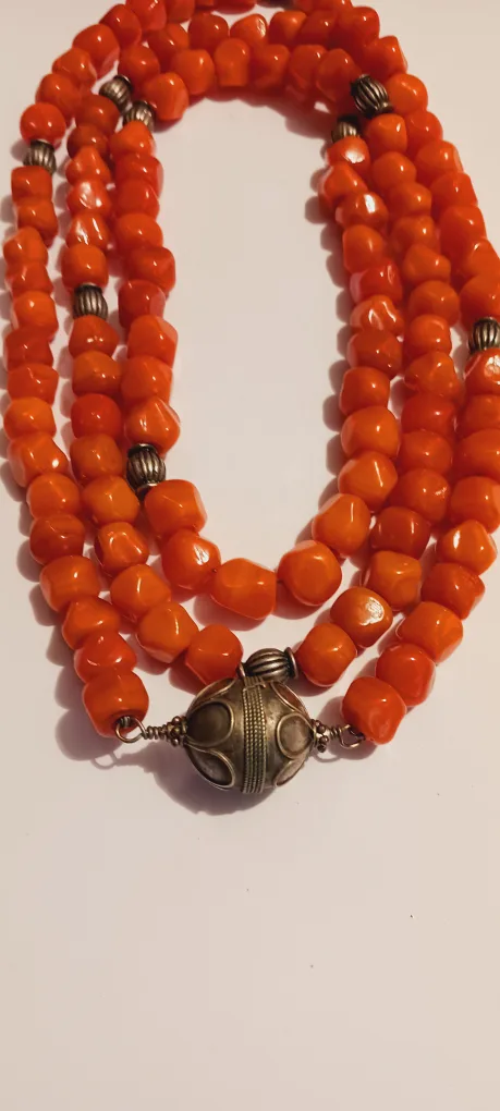 Morrocan Berber Beads Genuine Stones Long 45"  Necklace thumbnail