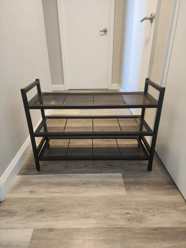 Black Metal 3-Tier Shoe Rack thumbnail