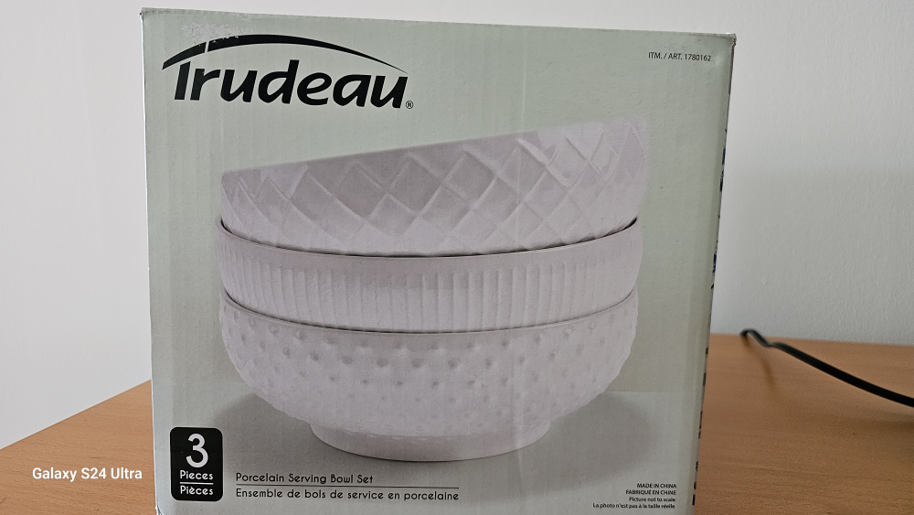 Trudeau Porcelain Serving Bowl Set - 3 Pieces, New