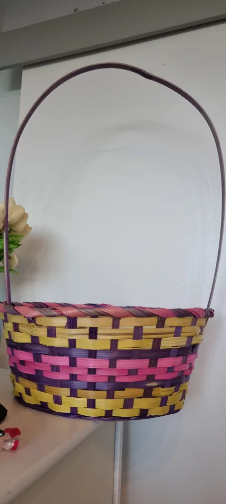 Woven Basket - Yellow, Pink, Purple thumbnail