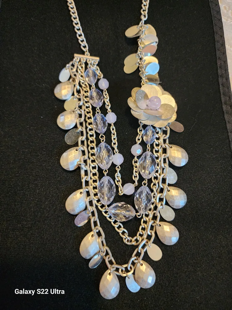 Fashion Necklace with Silver and Lavender Accents thumbnail