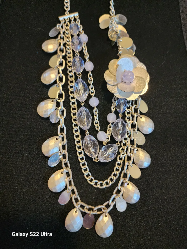 Fashion Necklace with Silver and Lavender Accents image indicator(2)