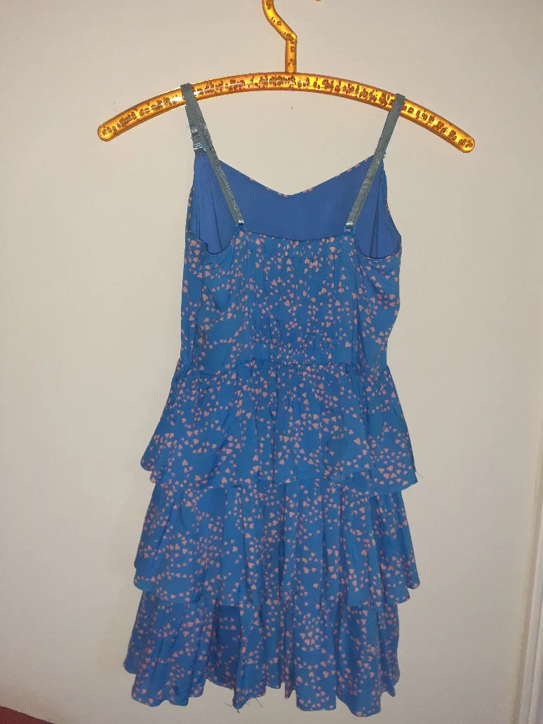 Aritzia 3 tier Blue dress with pink hearts image indicator(5)