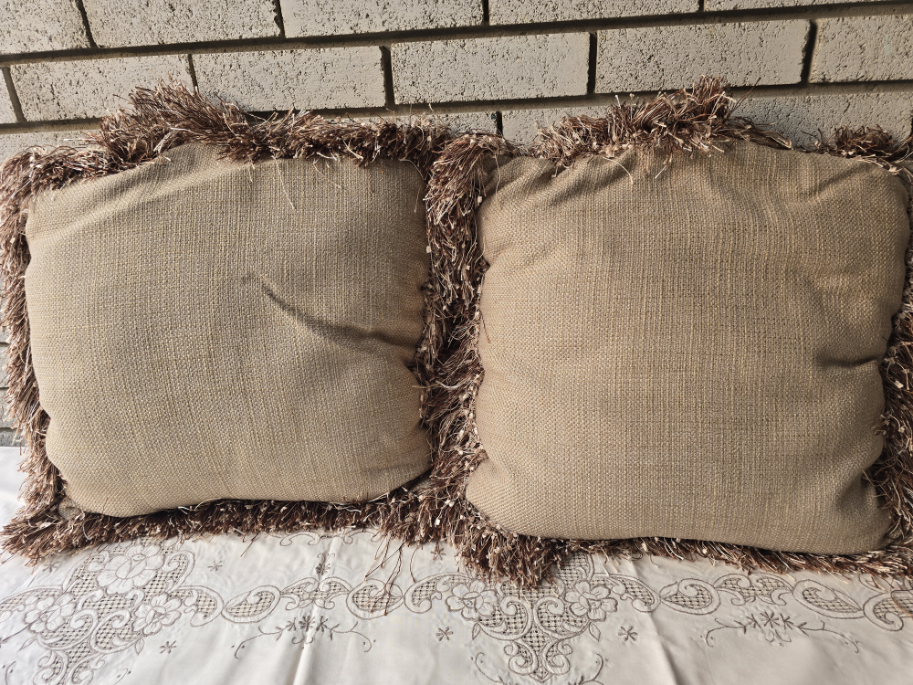 Two Decorative Throw Pillows - Brown