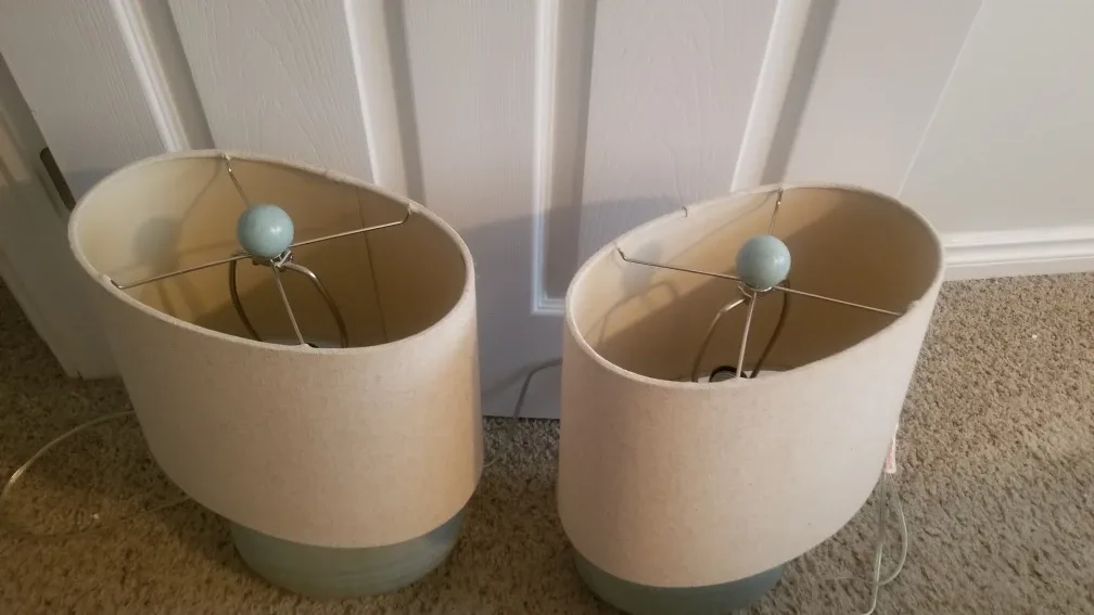 Pair of Table Lamps - Light green Base. 18 inches tall image indicator(2)