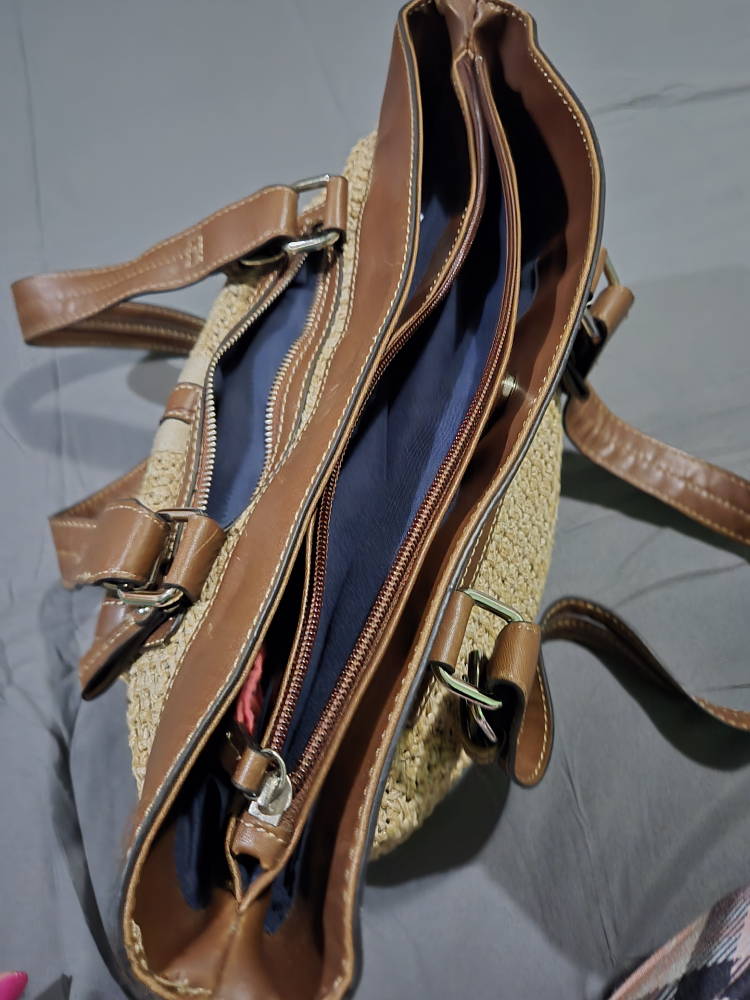 Chaps Straw & Leather Handbag - photo 2