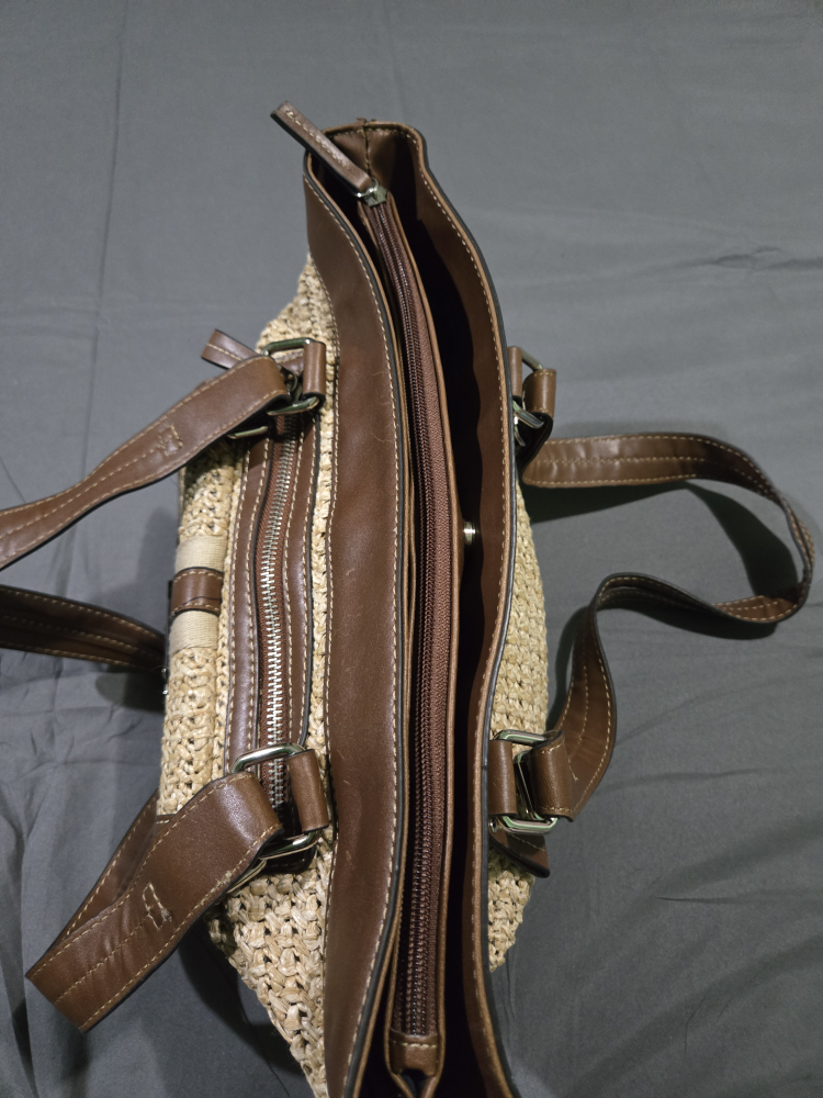 Chaps Straw & Leather Handbag - photo 3