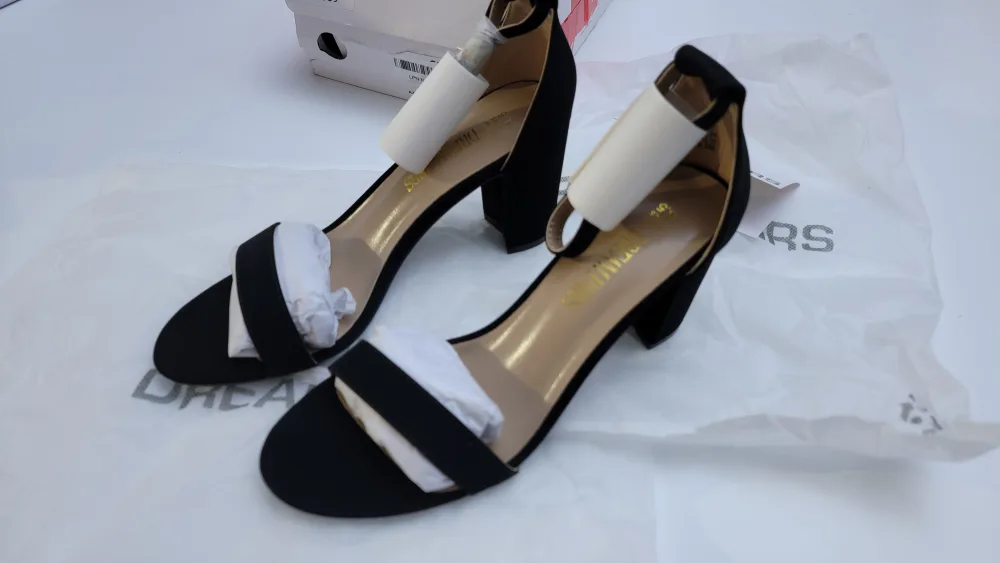 Dream Pairs Womens Chunk Low Heel Pump Sandals, Black Nubuck 6.5 image indicator(6)