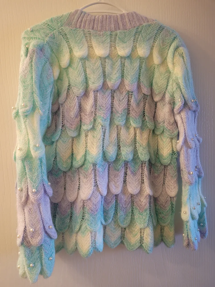 Pastel Feather Knit Cardigan image indicator(2)