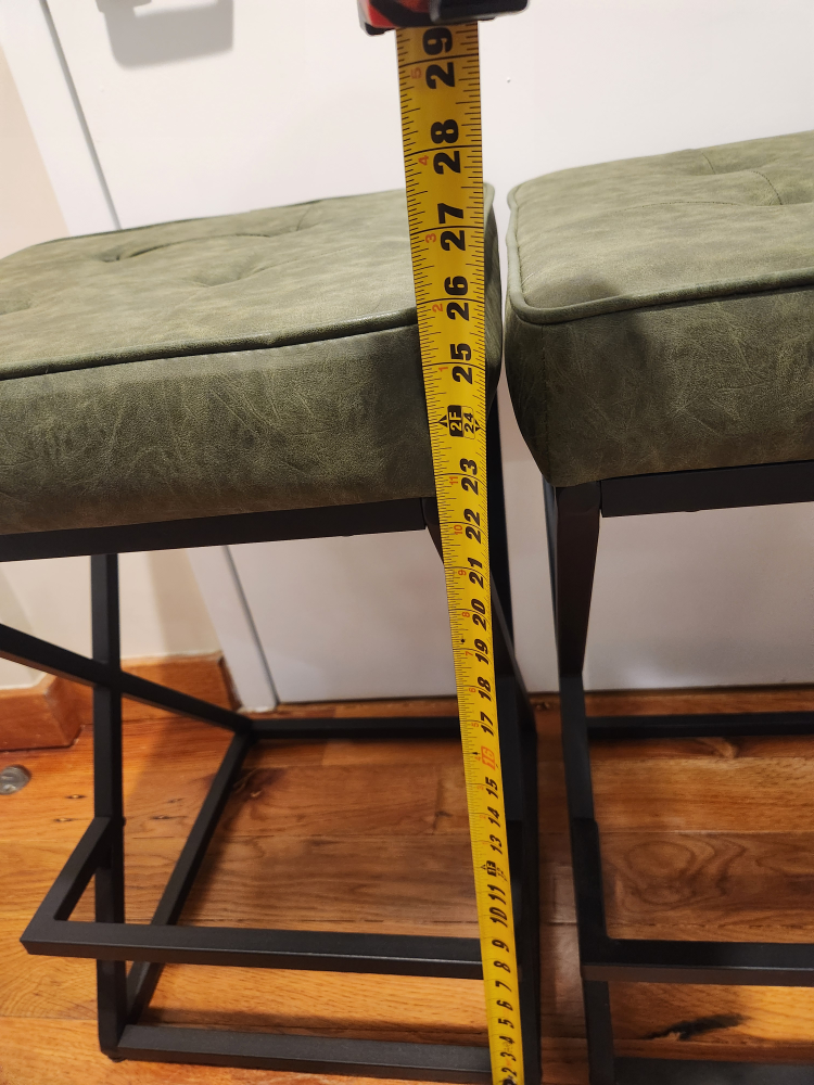Set of 2 Green Faux Leather Stools - photo 3