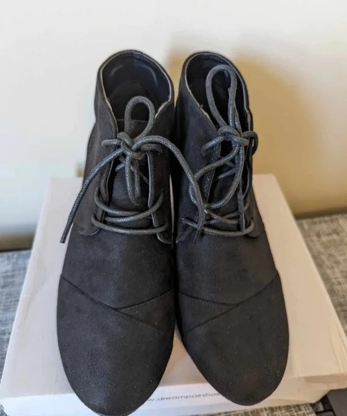 New Black Wedge Ankle Boots - Size 9 1/2 image indicator(4)