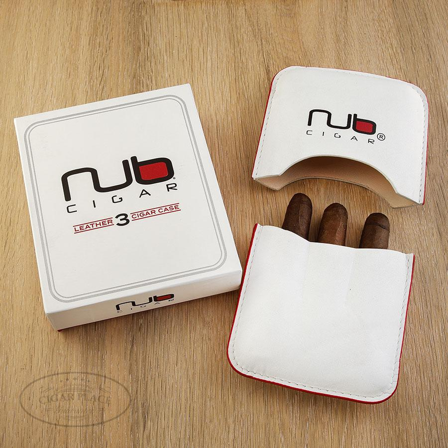 Nub Cigar Leather 3 Cigar Case - White